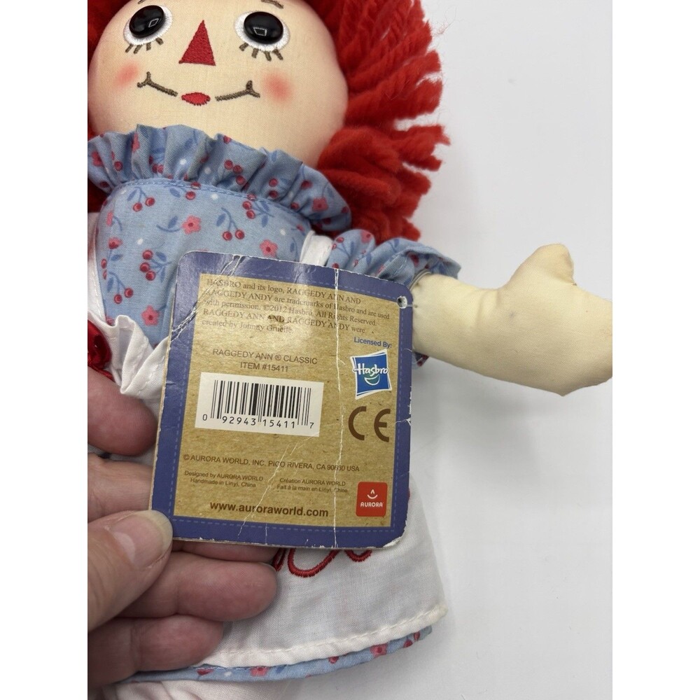 Handmade By Aurora Hasbro Raggedy Ann Plush 14" Doll With Tag - Picture 5 of 15